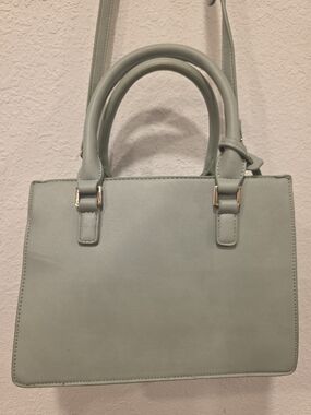 Moda Luxe Sage Green Structured Satchel with Top Handles